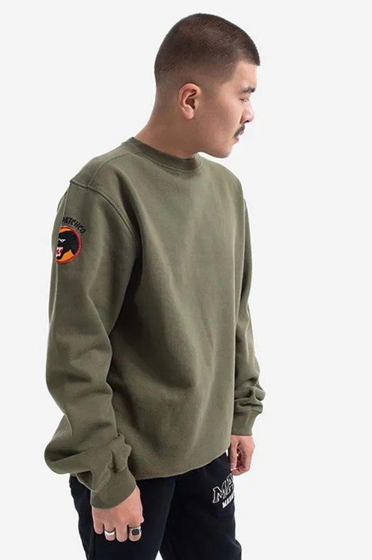 Maharishi cotton sweatshirt men's green color