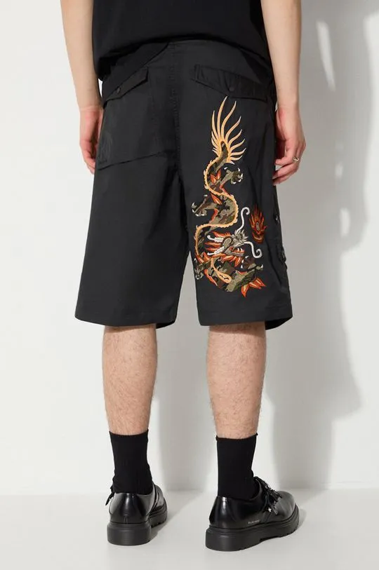 Maharishi shorts Original Dragon Loose Snoshorts men's black color 5070.BLACK