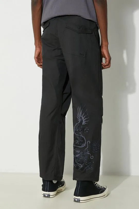 Maharishi trousers Original Dragon Snopants men's black color 5063.BLACK