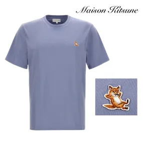 MAISON KITSUNE  |Crew Neck Plain Other Animal Patterns Cotton Short Sleeves