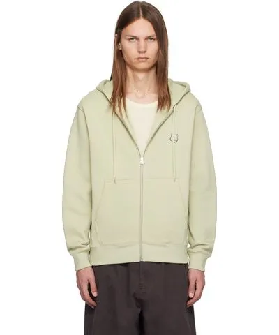 Maison Kitsune Khaki Bold Fox Head Zipped Hoodie