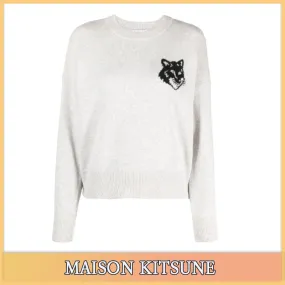 MAISON KITSUNE  |Street Style Cotton Logo V-neck & Crew neck