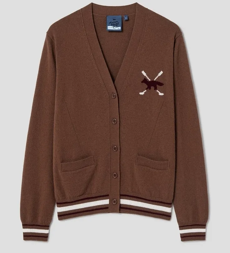 MAISON KITSUNE  |Street Style Long Sleeves Plain Logo Cardigans