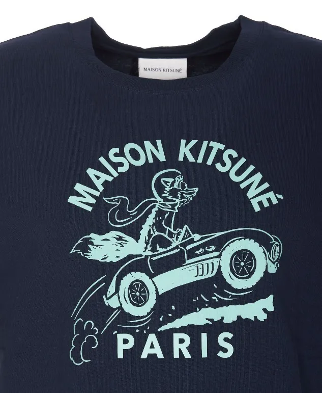 MAISON KITSUNE  |Street Style Plain Cotton Short Sleeves Logo Designers