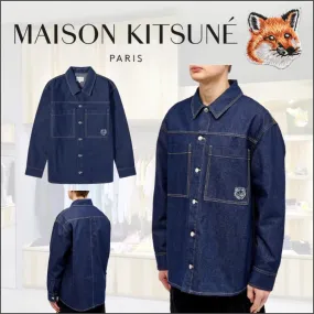 MAISON KITSUNE  |Unisex Denim Long Sleeves Plain Other Animal Patterns Cotton