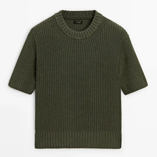 Massimo Dutti  |Short sleeve purl knit sweater