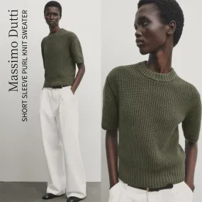 Massimo Dutti  |Short sleeve purl knit sweater