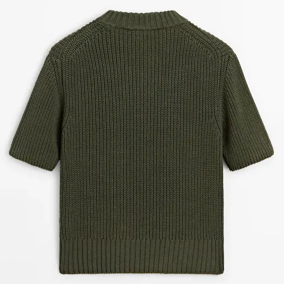 Massimo Dutti  |Short sleeve purl knit sweater