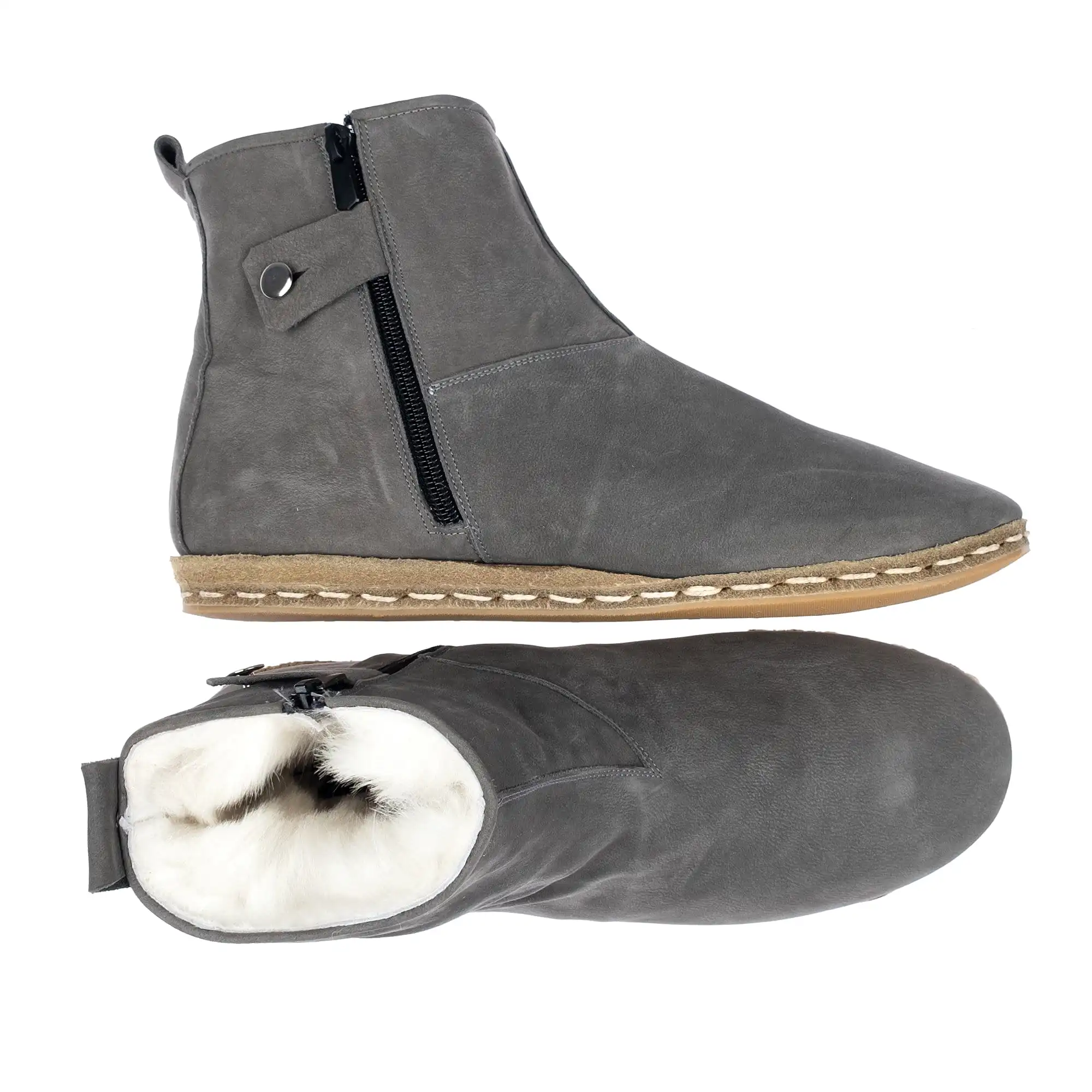 Men's Gray Shearling Boots