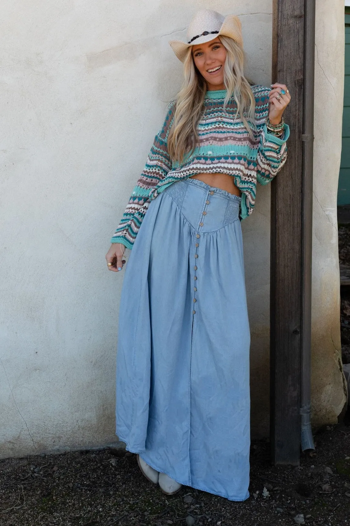 Pacific Coast Denim Maxi Skirt - Blue