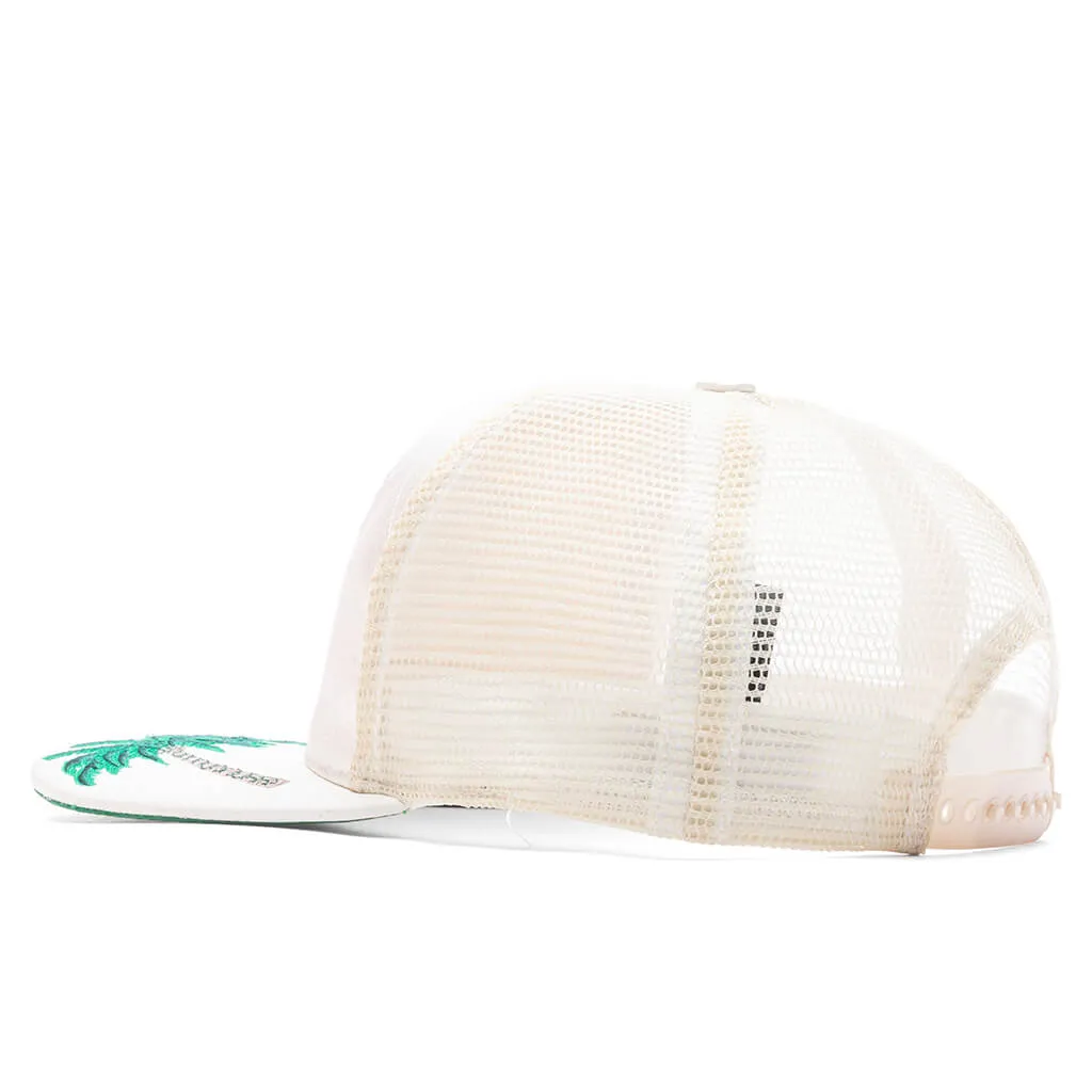 Palm Tree Quilted Satin Hat - Ivory