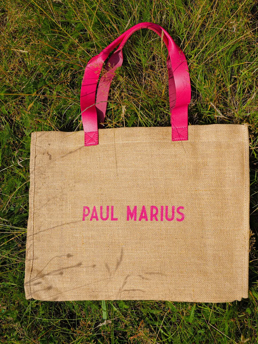 Pink Leather and Jute Tote Bag for Women - LeCabas Jute Sorbet Raspberry | PAUL MARIUS