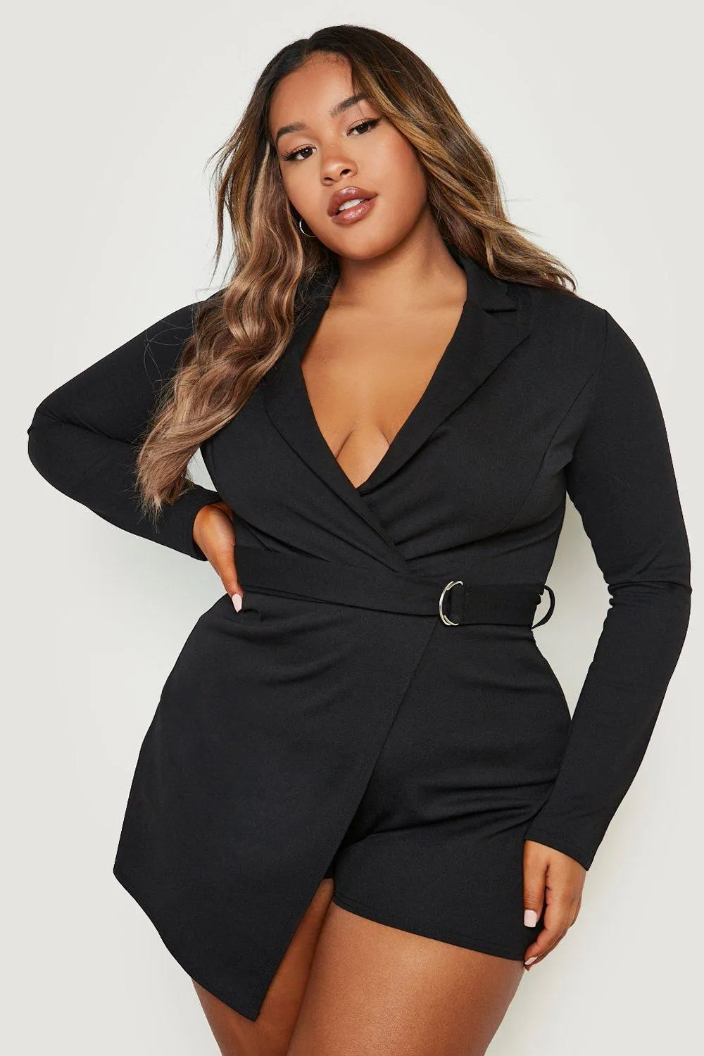 Plus Blazer Belted Romper