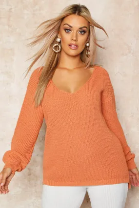 Plus Oversized V-Neck Sweater