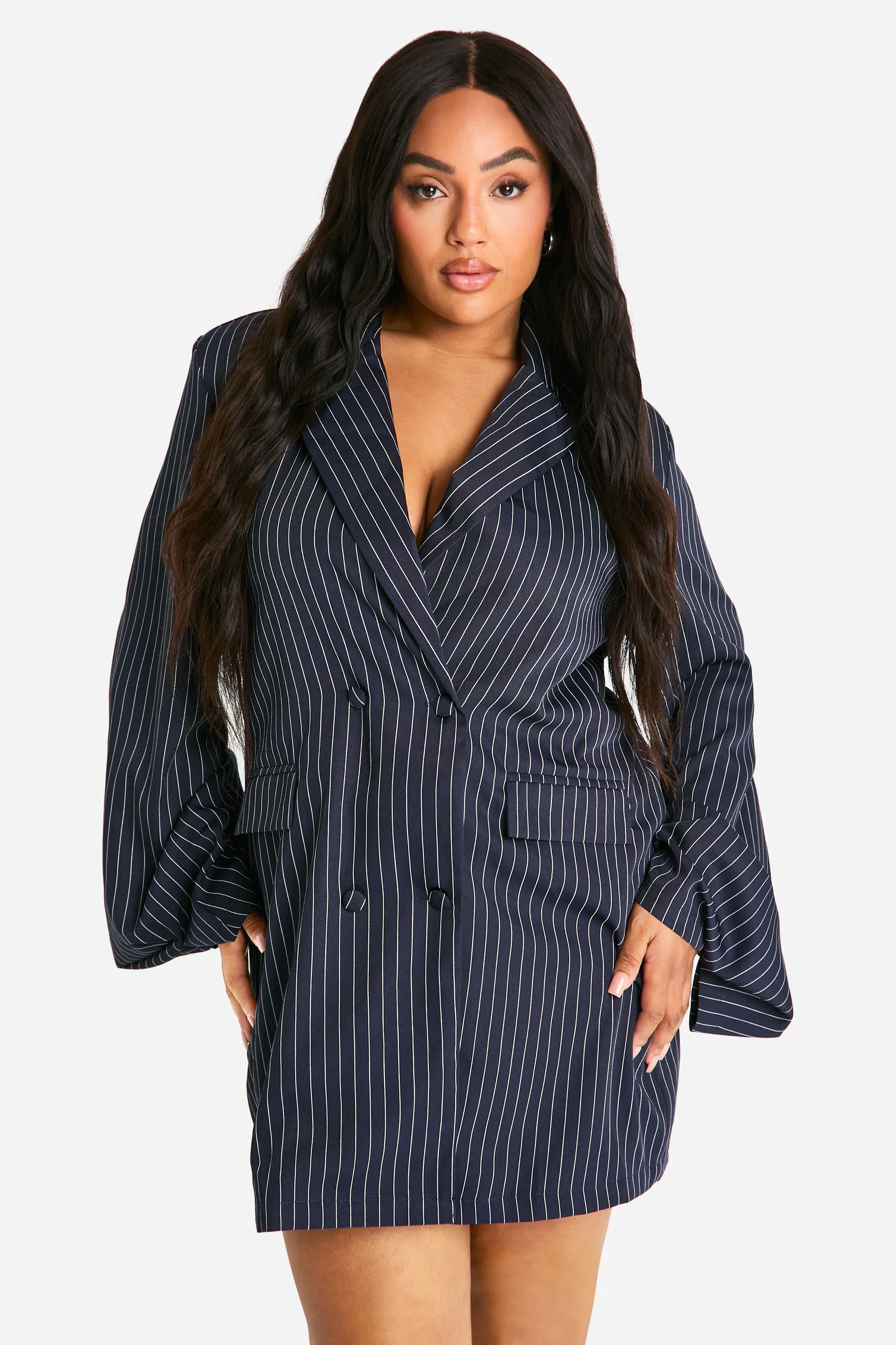 Plus Stripe Oversized Blazer Dress