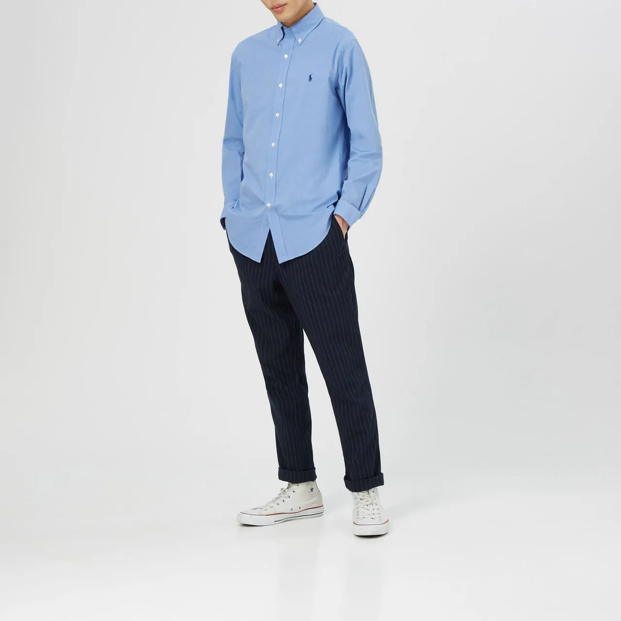 POLO RALPH LAUREN End On End Poplin Logo Shirt - Blue