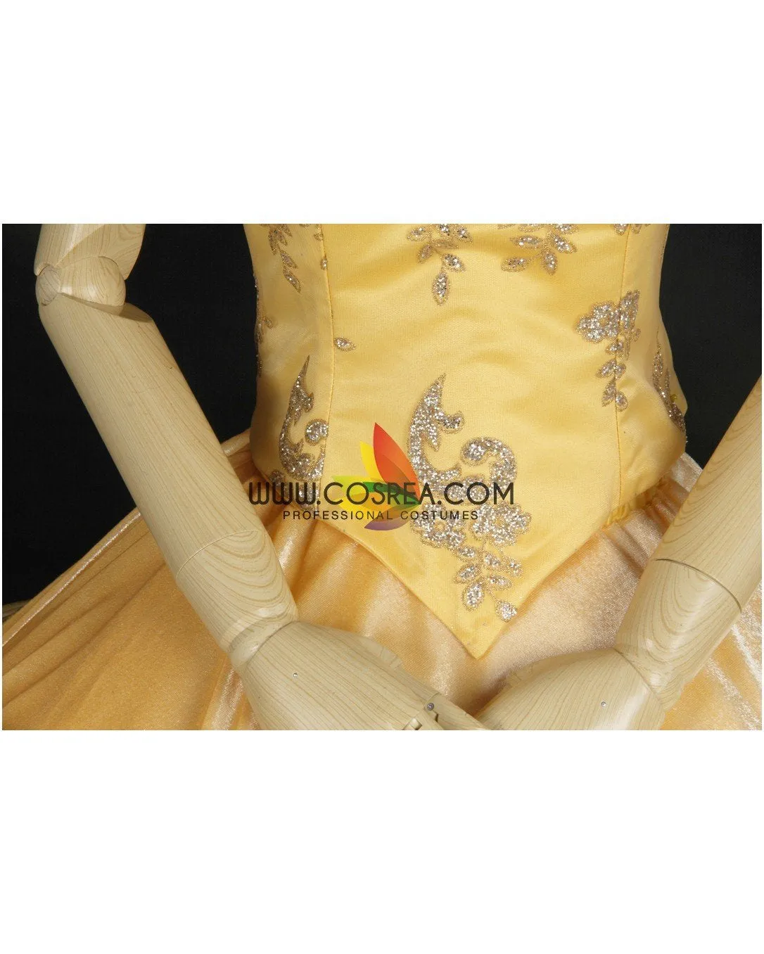 Princess Belle Classic Brocade Satin Beauty And Beast Cosplay Costume