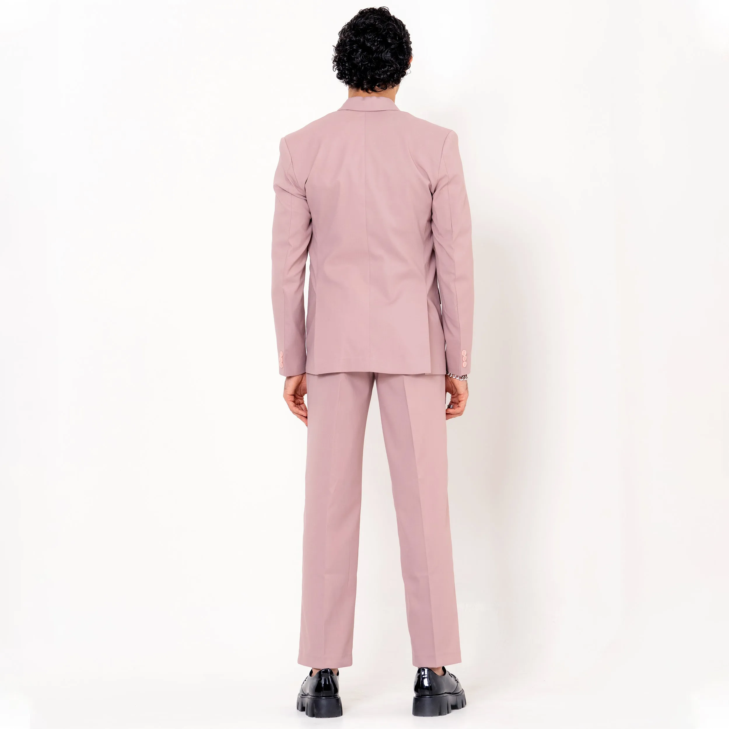 Salmon Pink Double Button Loose Fit Blazer