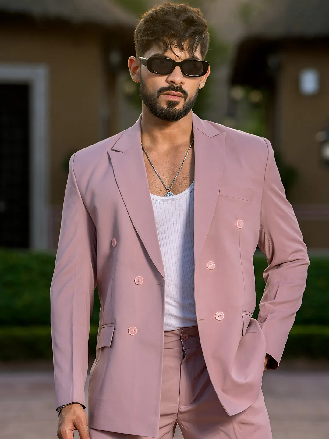 Salmon Pink Loose Fit Blazer