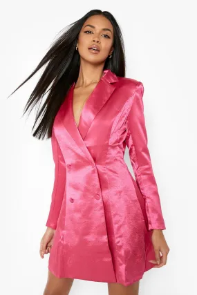 Satin Double Breasted Skater Blazer Dress