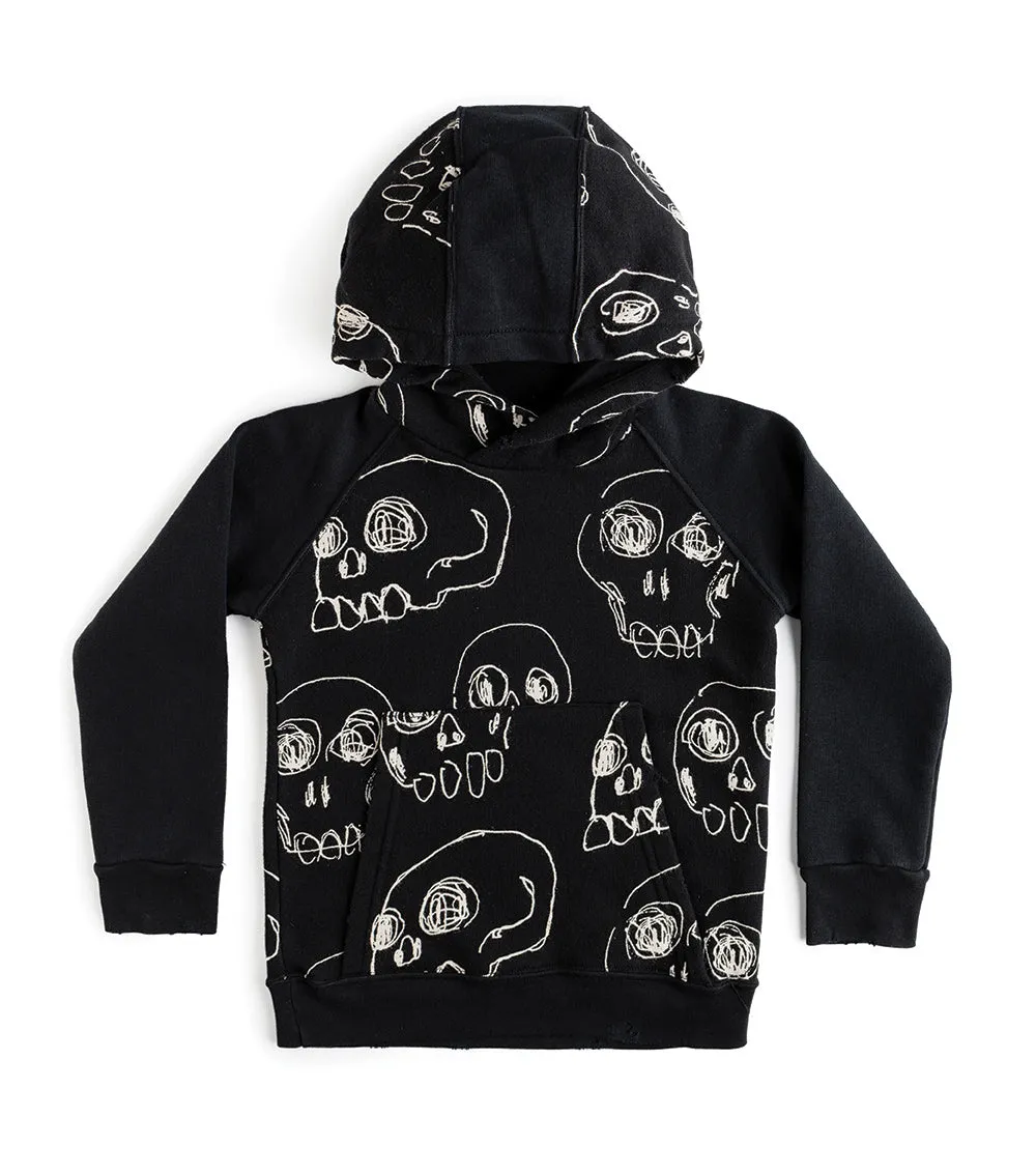 scribbled skulls hoodie