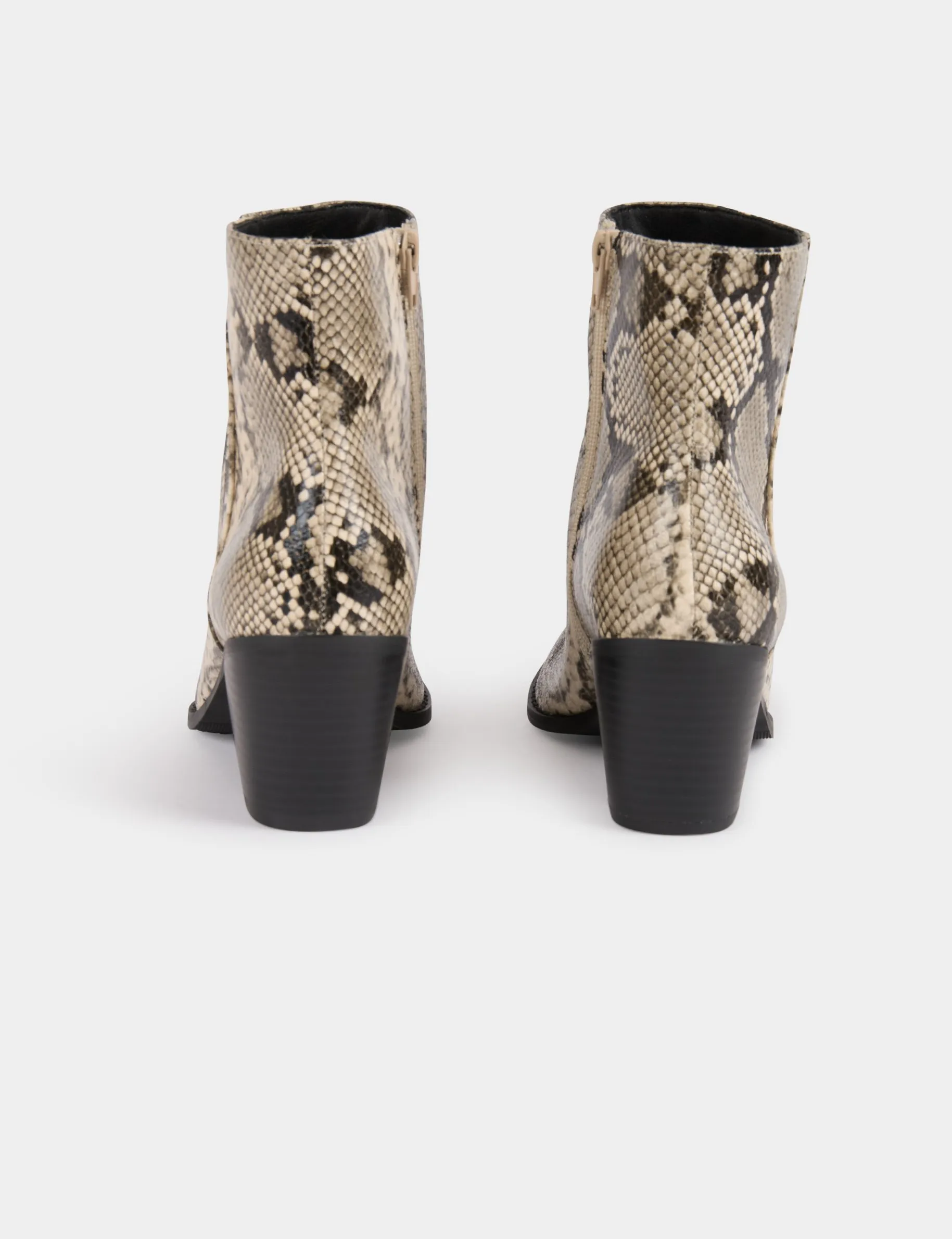 Snake print heeled boots multicolor women