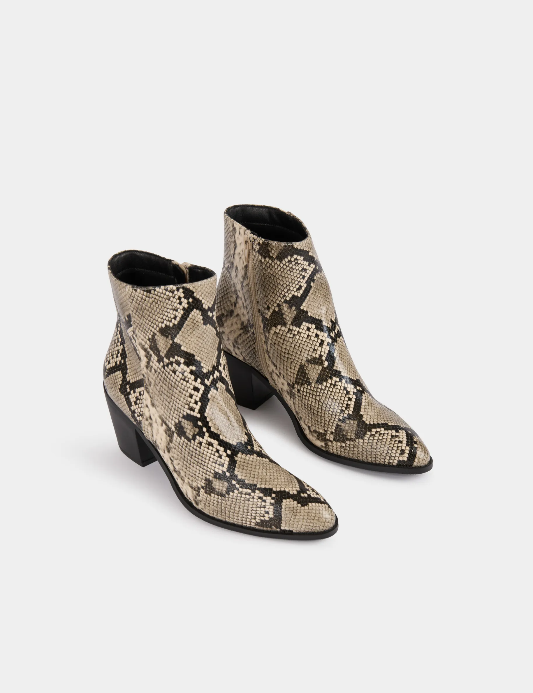 Snake print heeled boots multicolor women