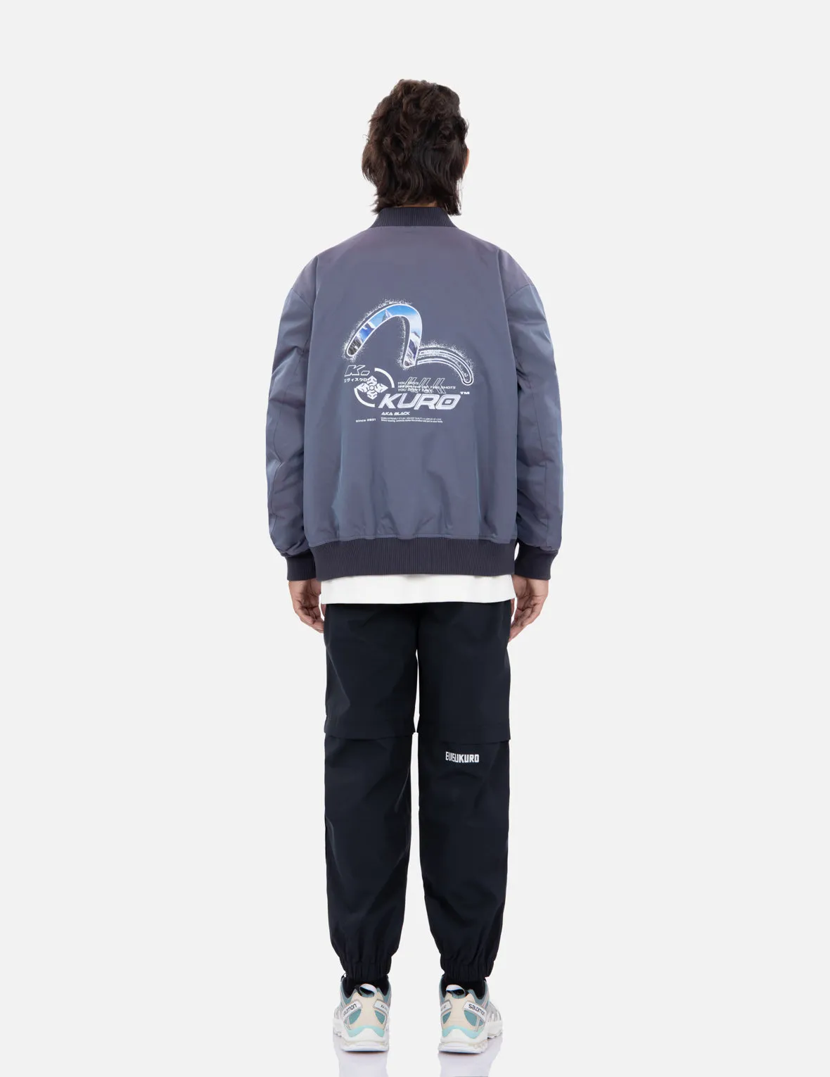 Spray Paint Effect Seagull Print Bomber Jacket