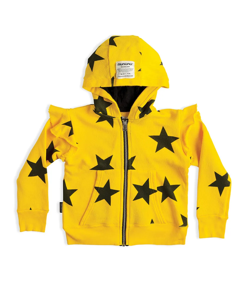 star ruffled zip hoodie