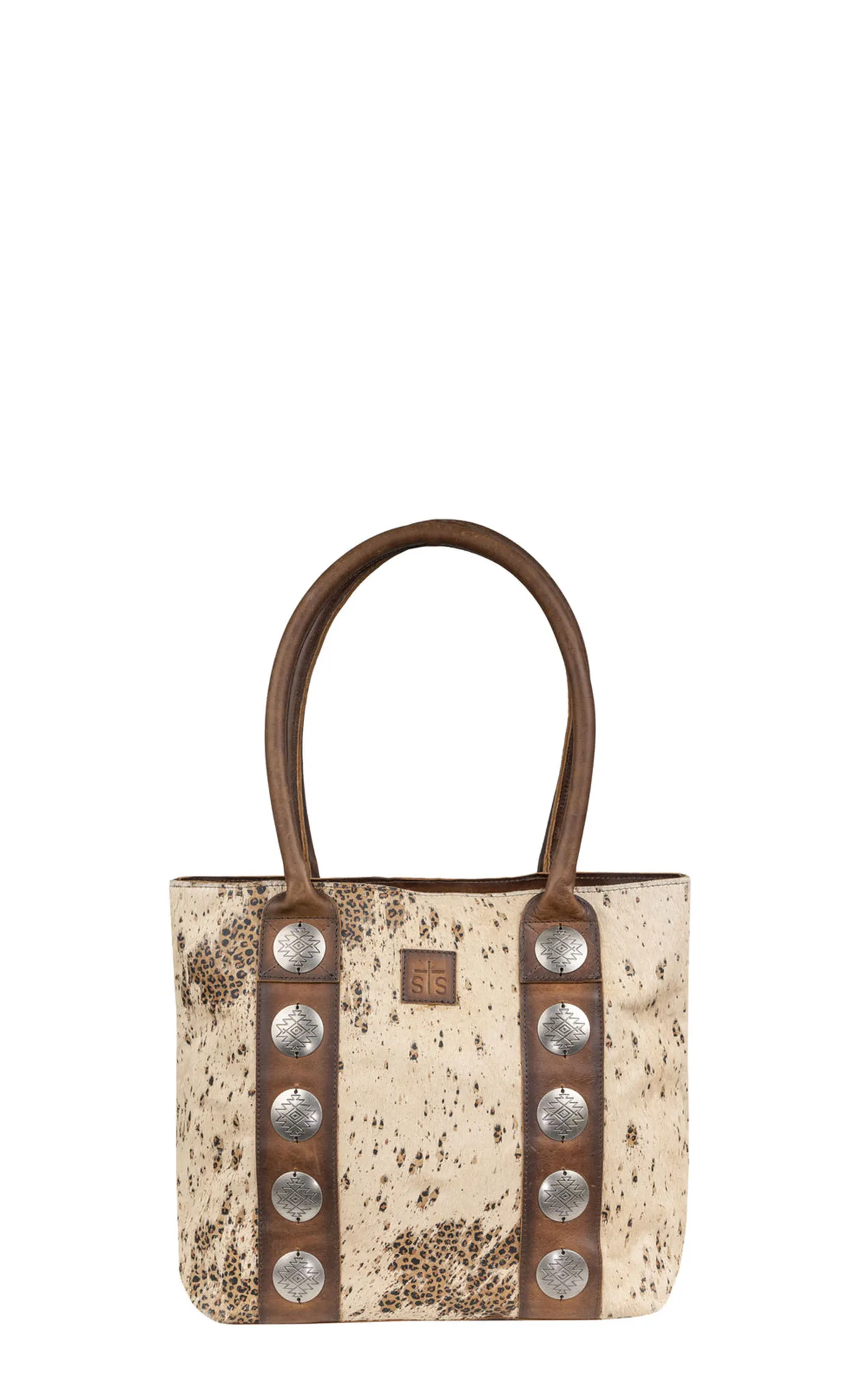 STS Ranchwear Cowhide Hair On Hide Serengeti Concho Tote Bag