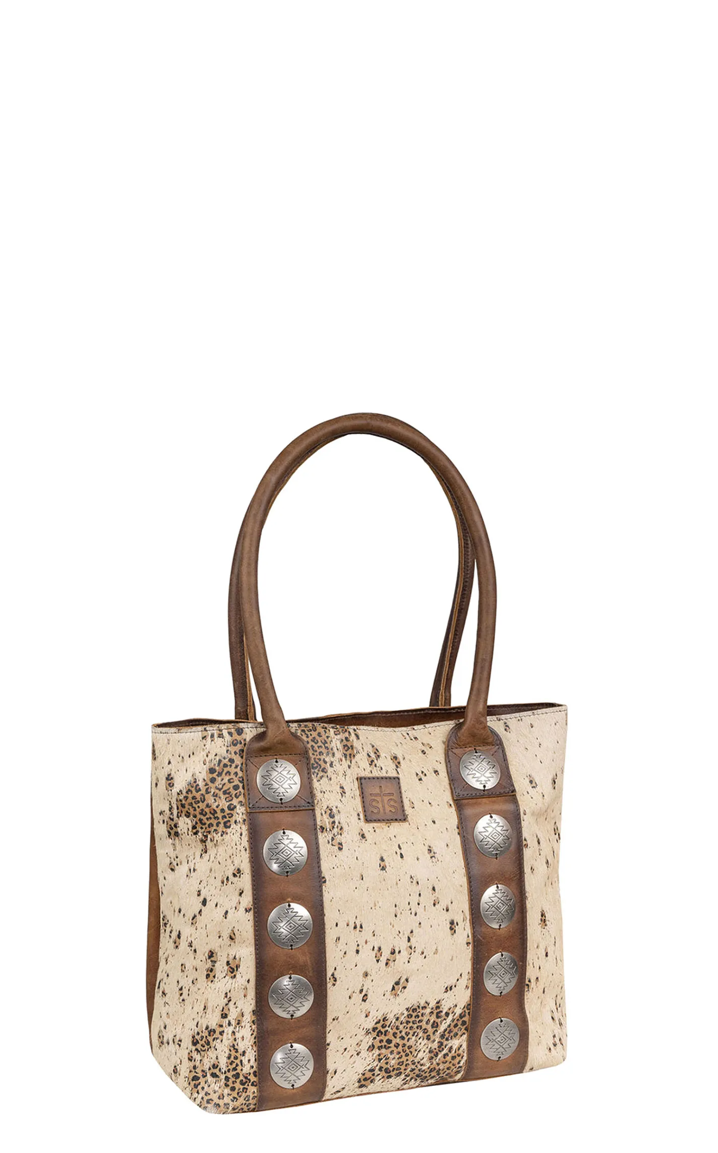 STS Ranchwear Cowhide Hair On Hide Serengeti Concho Tote Bag