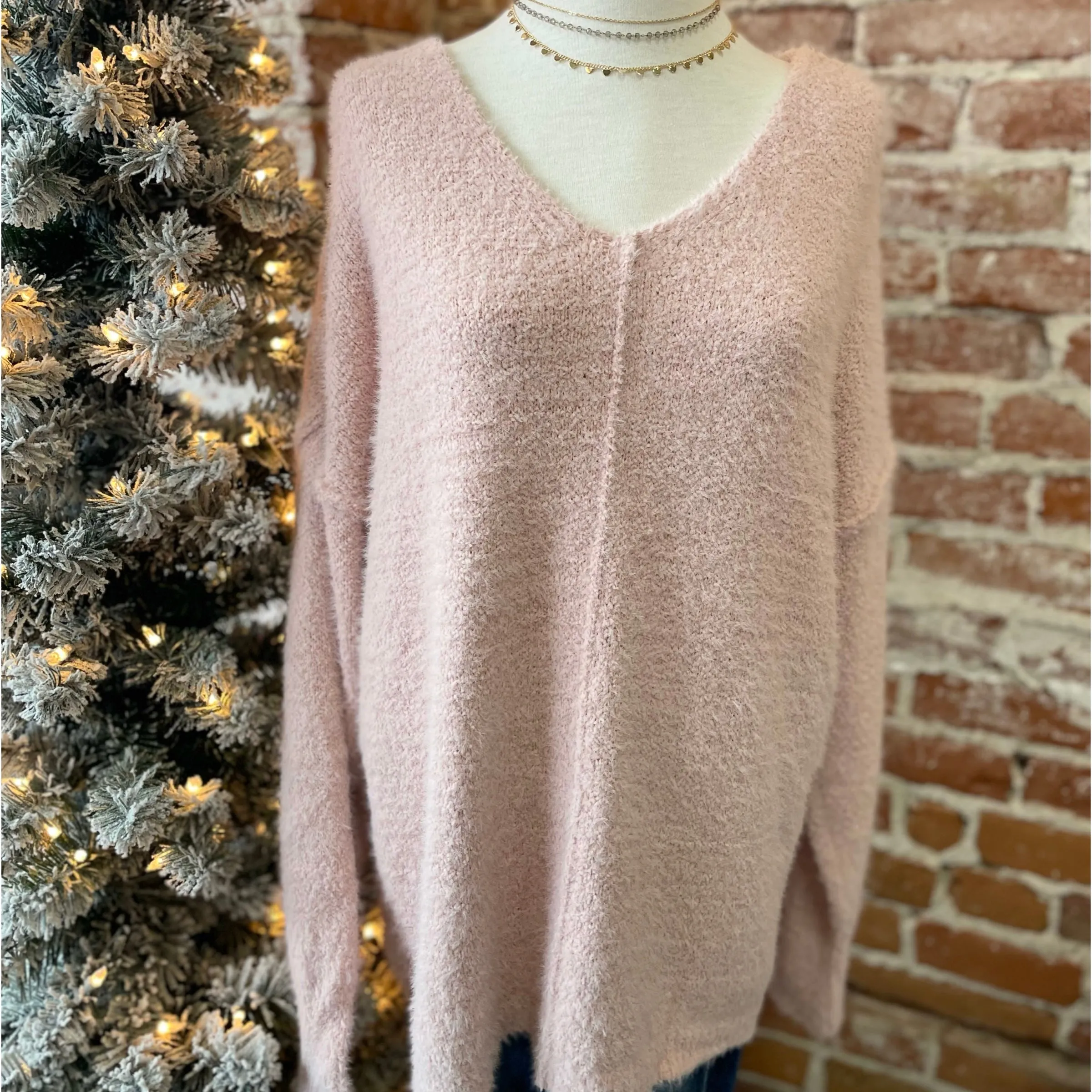 Sweet On You V Neck Soft Sweater Blush