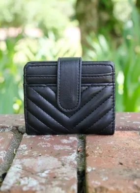 Tate Card Holder Wallet Black V Quilted