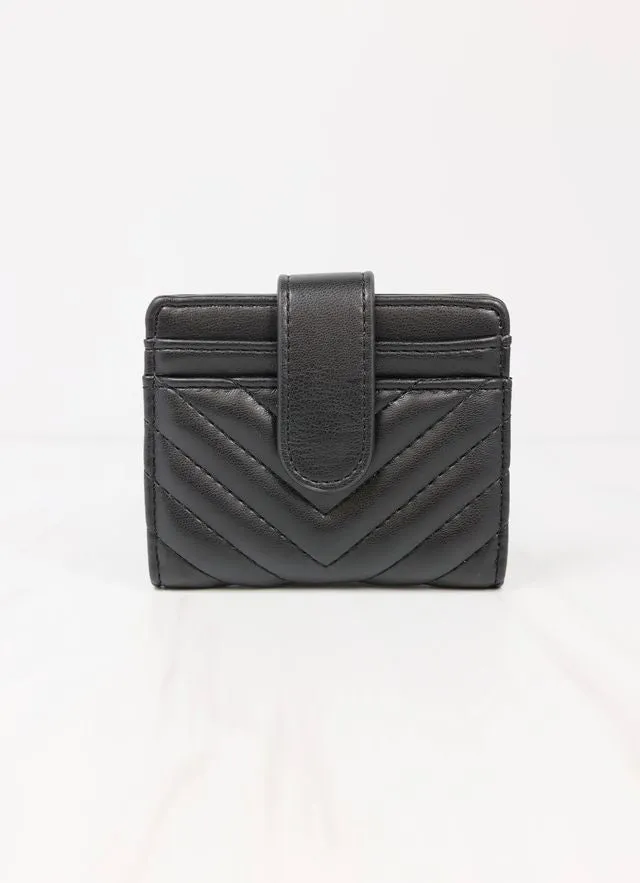 Tate Card Holder Wallet Black V Quilted