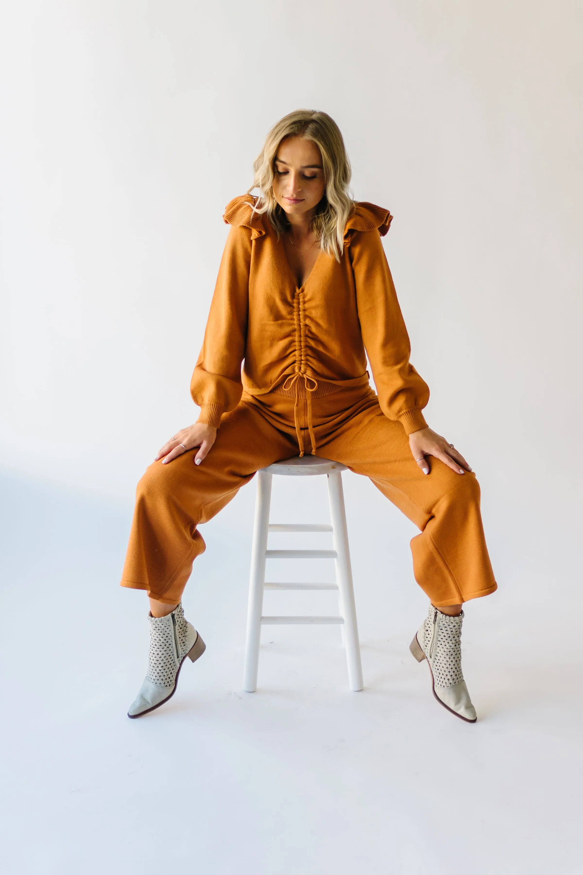 The Puth Straight Leg Sweater Pant in Rust