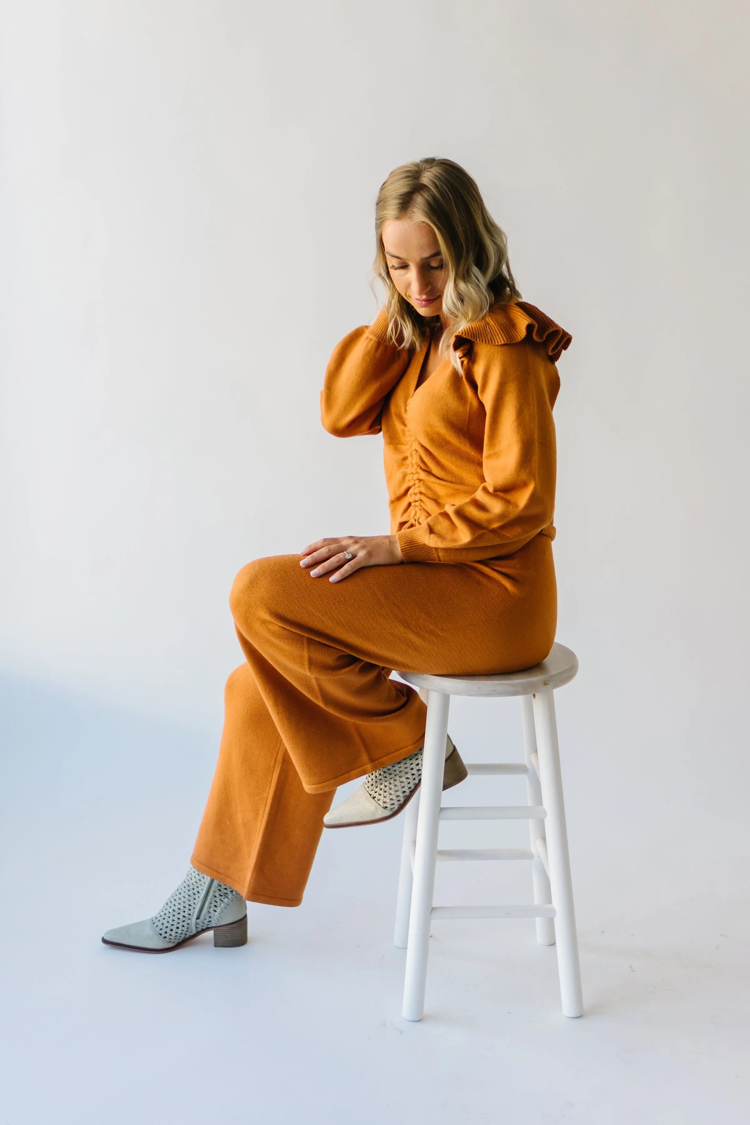 The Puth Straight Leg Sweater Pant in Rust