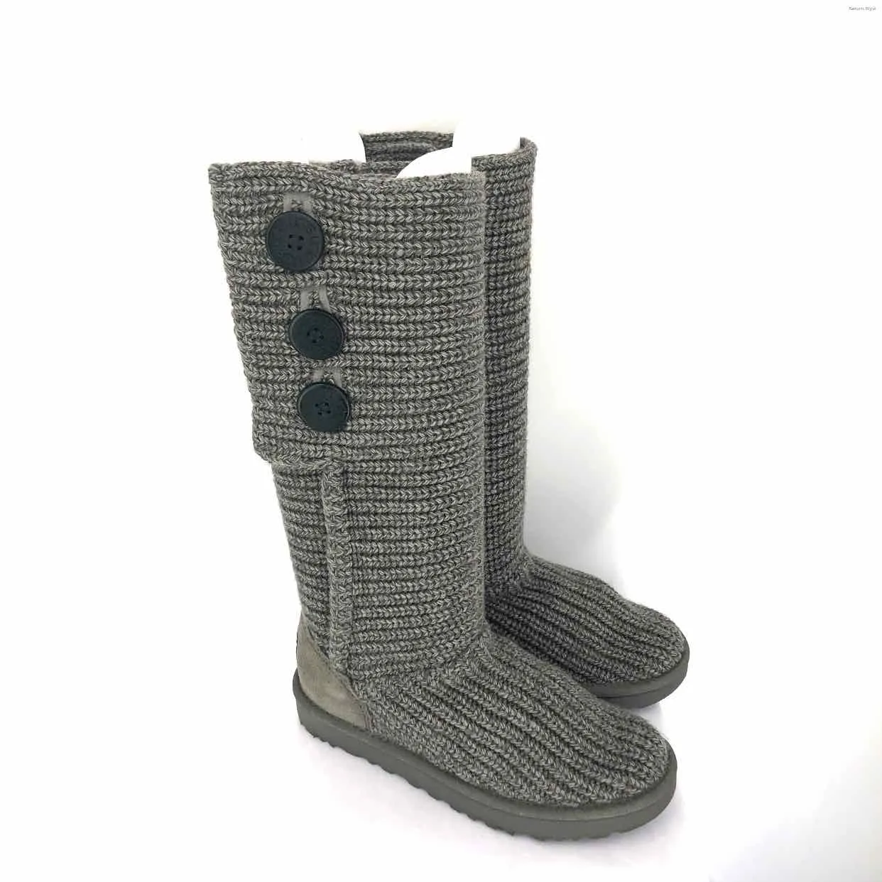 UGG Gray Knit Buttons Tall Shoe Size 6 Boots