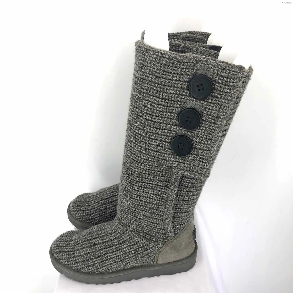 UGG Gray Knit Buttons Tall Shoe Size 6 Boots