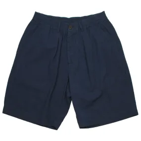 Universal Works - Pleated Track Short Cotton Seersucker - Navy