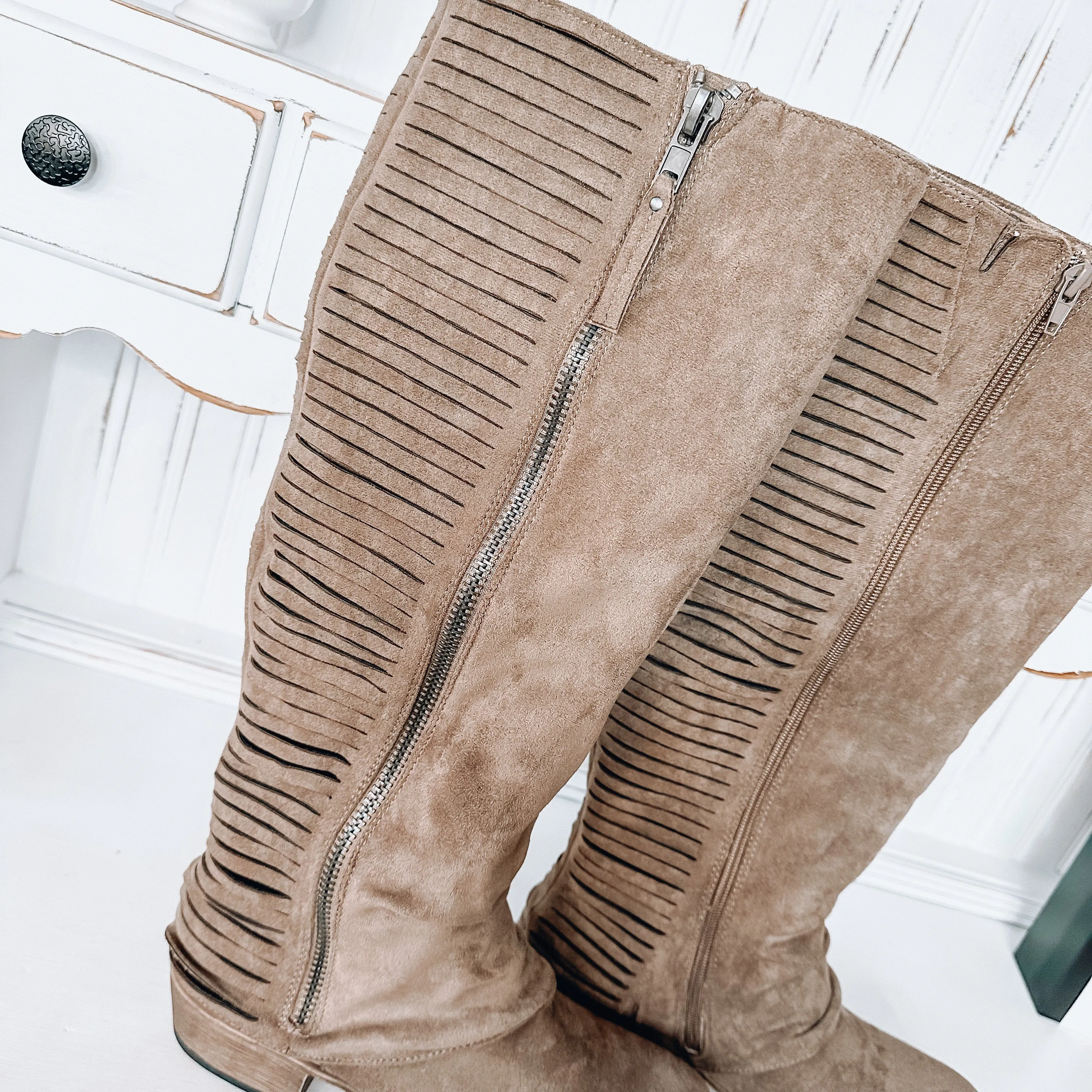 Very Strippy Tall Boot - Taupe