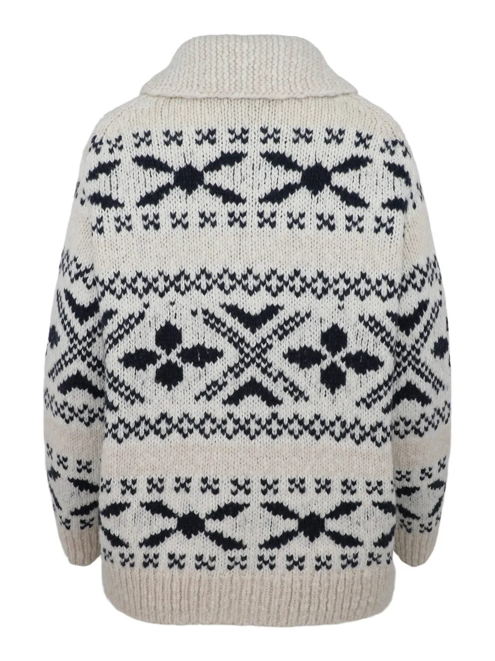 Vince Nordic Fair Isle Cardigan in Light White Sand/Washed Coastal