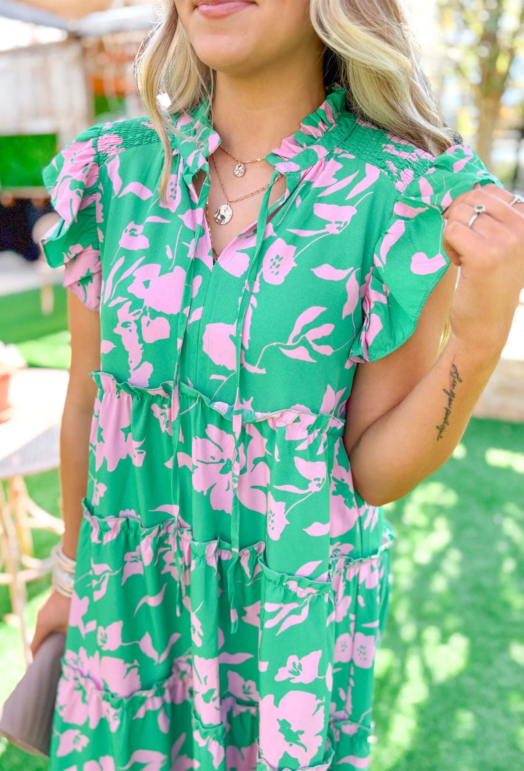 Warmer Weather Floral Midi Dress in Green