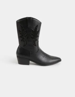 Western style boots black women