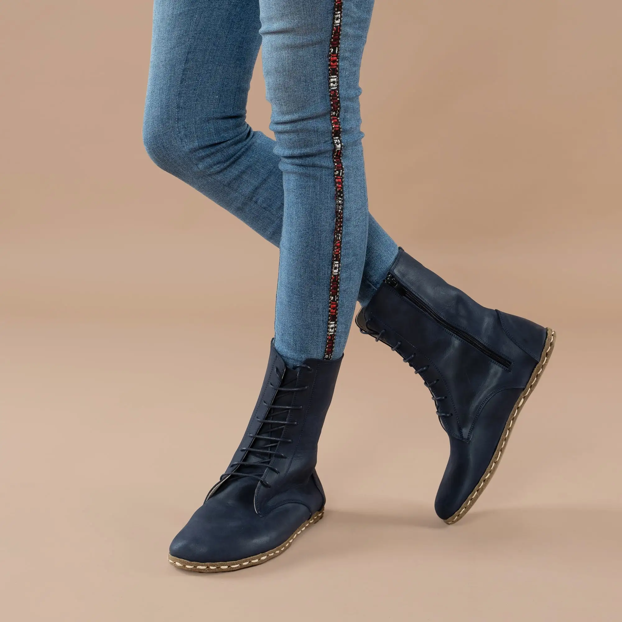 Women's Blue Barefoot High Ankle Boots