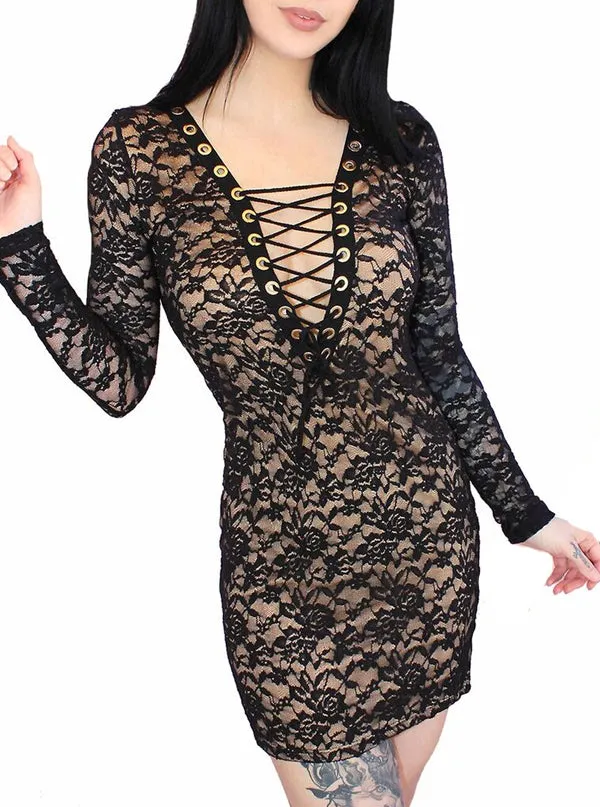 Women's Glampire Lace Mini Corset Dress