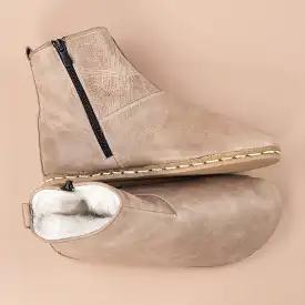 Women's Tan Barefoot Boots with Fur