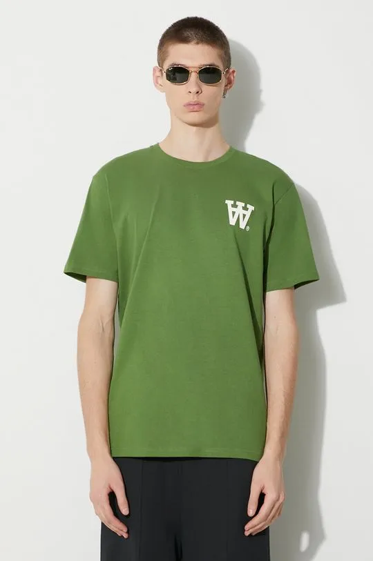 Wood Wood cotton t-shirt Ace AA Logo men’s green color with a print 10285709.2222