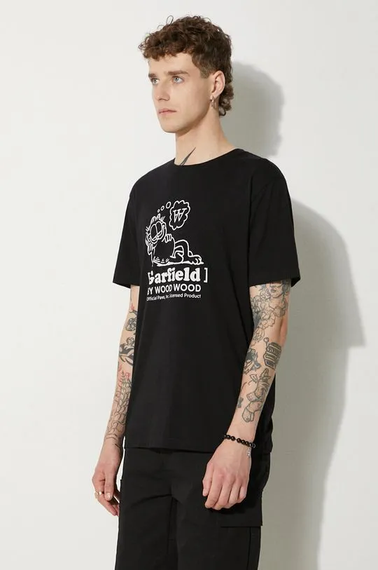 Wood Wood cotton t-shirt X Garfield black color