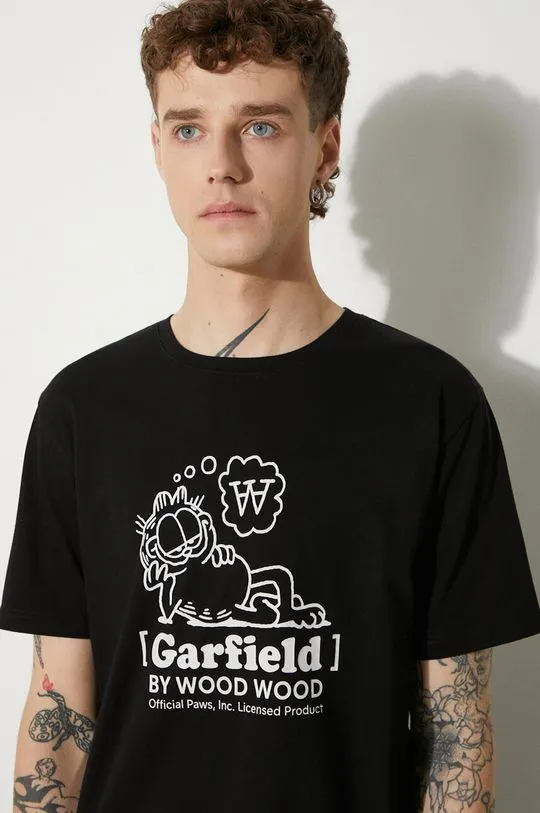 Wood Wood cotton t-shirt X Garfield black color