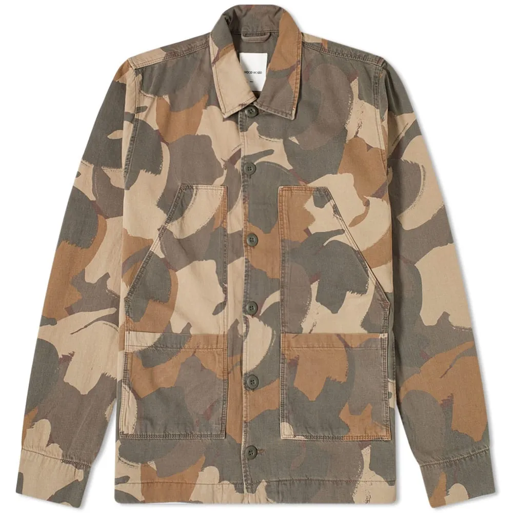 Wood Wood Fabian Camo Print OvershirtBrush Camo AOP